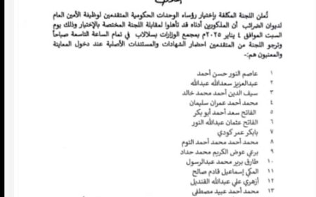 تحديد الرابع من يناير المقبل موعداً لمعاينة وظيفة امين ديوان الضرائب