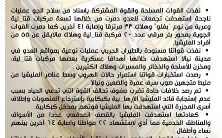 الجيش: تدمير 29 مركبة قتالية وهلاك أكثر من 85 من المليشيا في دارفور