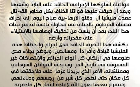 الجيش: إحراق مصفاة الجيلي يكشف مدى إجرام وإنحطاط المليشيا قيادةً ومساندين