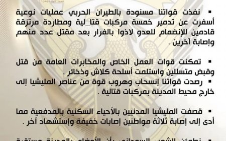 الجيش: تدمير مركبات قتالية للمليشيا وهلاك عدد من المرتزقة بالفاشر