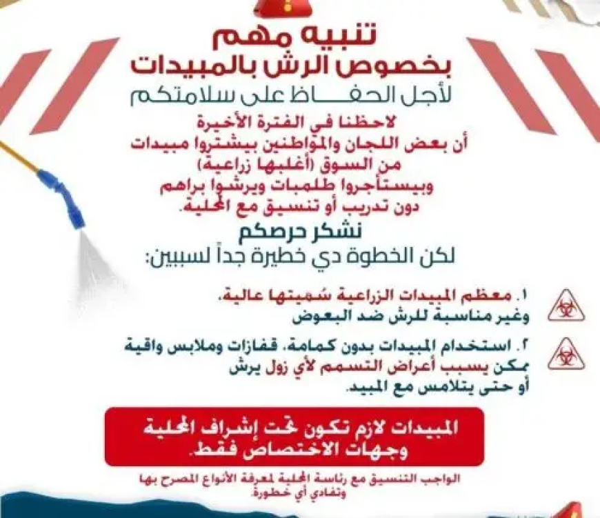 الصحة: مواطنين يستخدمون مبيدات عالية السمية لرش البعوض