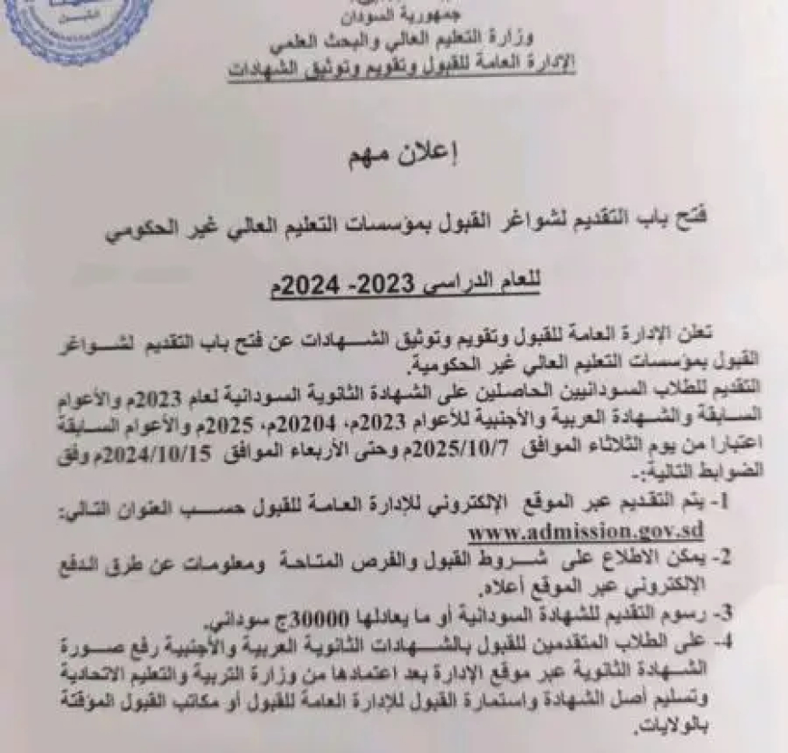 فتح التقديم لشواغر القبول بالجامعات الخاصة