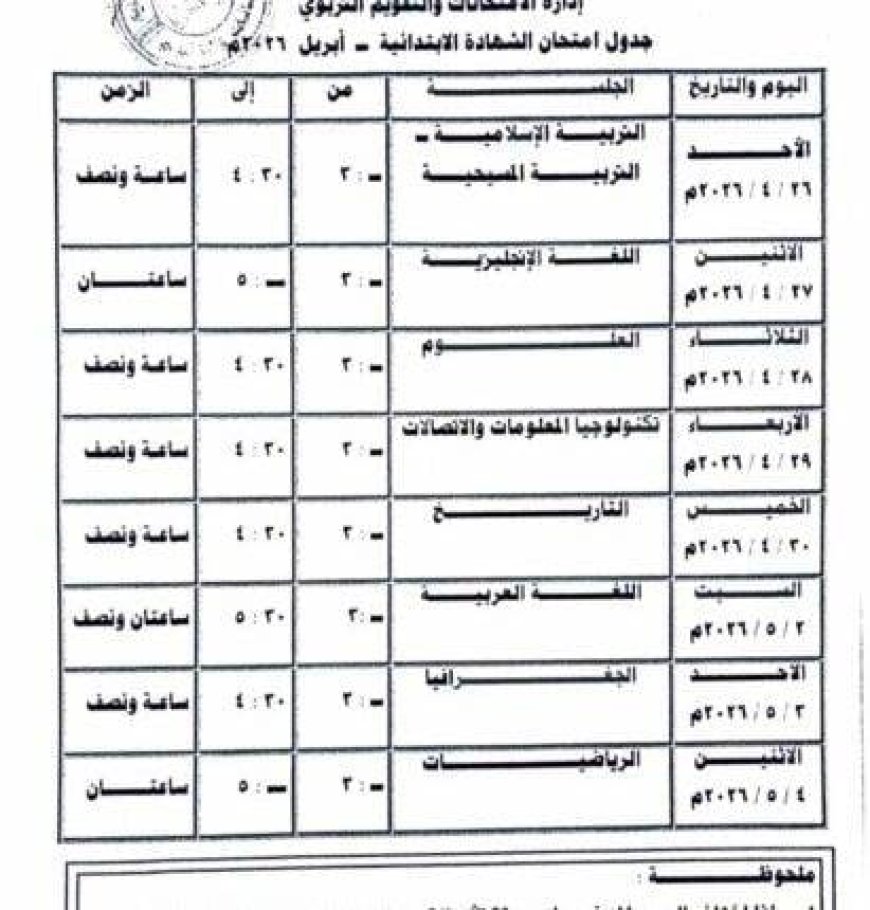 السفارة السودانية في الرياض تنشر جدول امتحانات الشهادة الابتدائية 