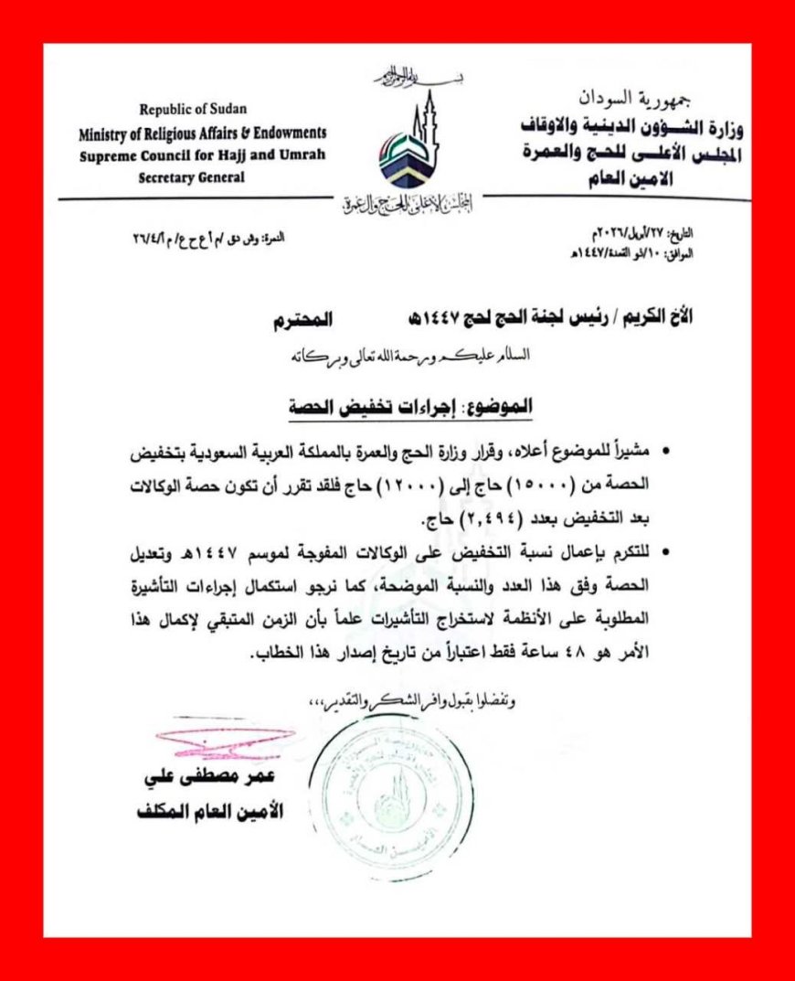إبعاد (3) ألف حاج ... تخفيض حصة حجاج السودان 