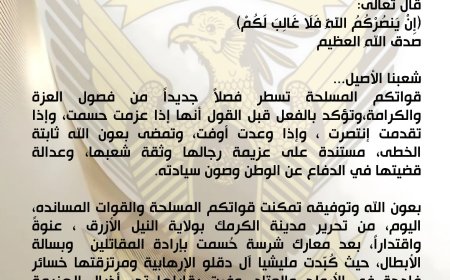 بعد معارك شرسة... رسمياً: الجيش يُعلن تحرير(الكرمك) 